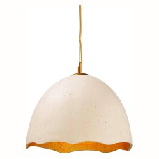 Avantgarde Φωτιστικό οροφής κρεμαστό μονόφωτο από πηλό και μέταλλο σε κρεμ χρυσό και χρυσό βαφής Ø36 ACA | V3722351PWG 
